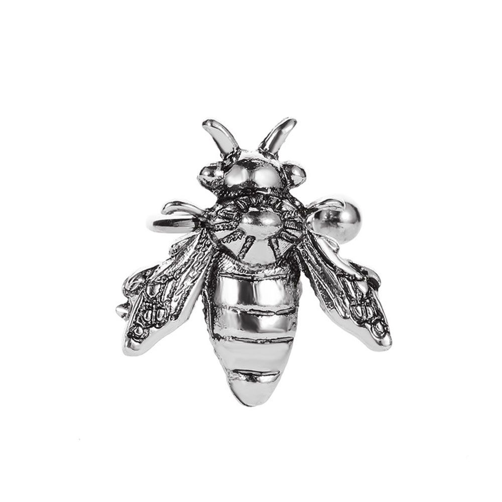 1 PC Bee Insect Gifts For Women Gold Silver Color Stud Earrings Jewelry Clip Earrings Ear Cuffs