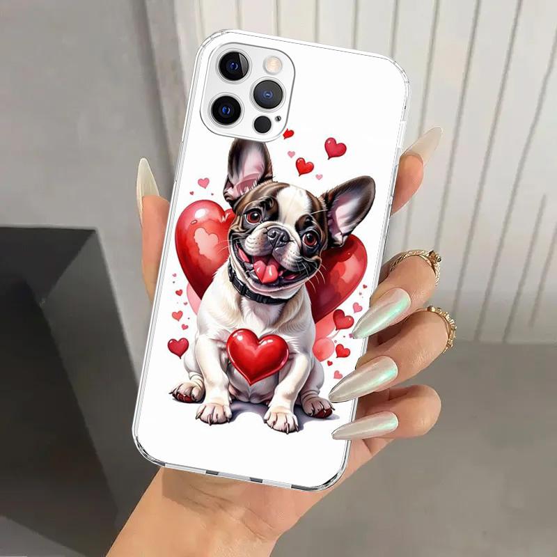 Милый Щенок Сердце Собаки Чехол для Телефона для Iphone 17 Air 16 15 Plus 14 13 Mini 12 11 Pro Max 16E 7 8 SE 2020 Мягкий Funda Печатный Корпус