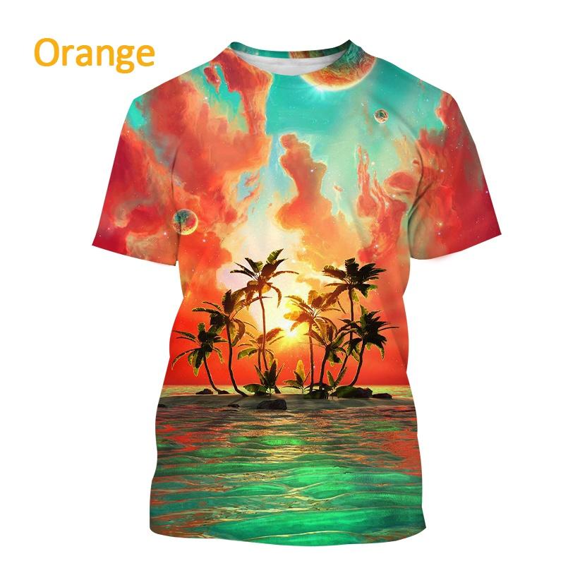 Летние мужские повседневные модные уличные футболки с 3D-принтом и короткими рукавами и узором пальмы в гавайском стиле.