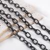 1М Черная Нержавеющая Сталь Матовая Крестообразная Овальная Звеньевая Цепь Тяжелая Массивная Хип-Хоп Панк Цепь Материал для Изготовления Мужских Украшений DIY Ожерелье