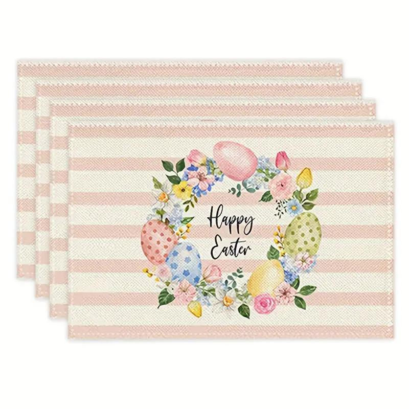 1 шт. Пасхальные салфетки из льна с кроликом и яйцом, коврик на обеденный стол, подставка под тарелку, весенний праздник, украшение на Пасху для дома, кухни