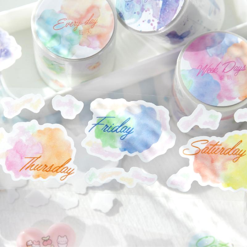 Journal GO 5x200cm Starry Sky Tape Stickers Aesthetics Cloud Sticker for Collage Junk Journal Scrapbook Card Masking Tape