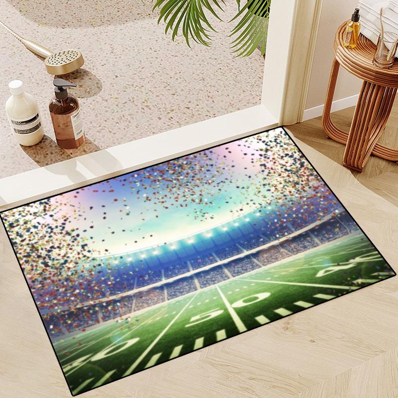 Super Bowl Themed NFL Rugs Non-Slip Machine Washable Floor Mats for Entryways and Holiday Decor Celebrate The Football Spirit