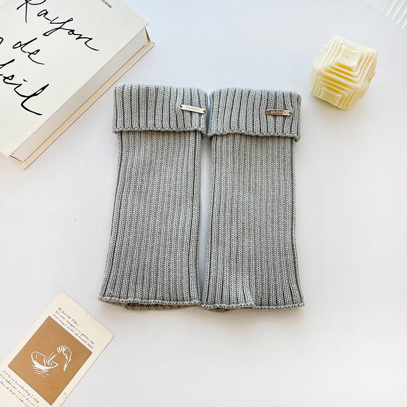 Универсальные вязаные гетры с металлическим логотипом - Толстые, теплые, стройнящие носки для осени и зимы