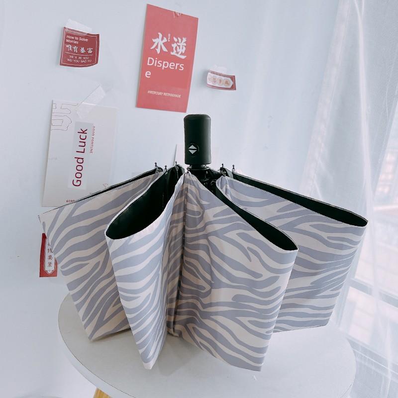 Simple Warm Gray Zebra Sun Umbrella, Dual-Use Sunshade and Rain Umbrella, Uv Protection, Foldable 70% off Umbrella for Girls