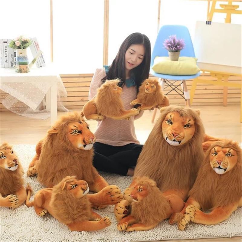 Large Simulated Lion Doll African Lion Forest Animal Model Plush Toy Cloth Doll Children's Christmas Gift