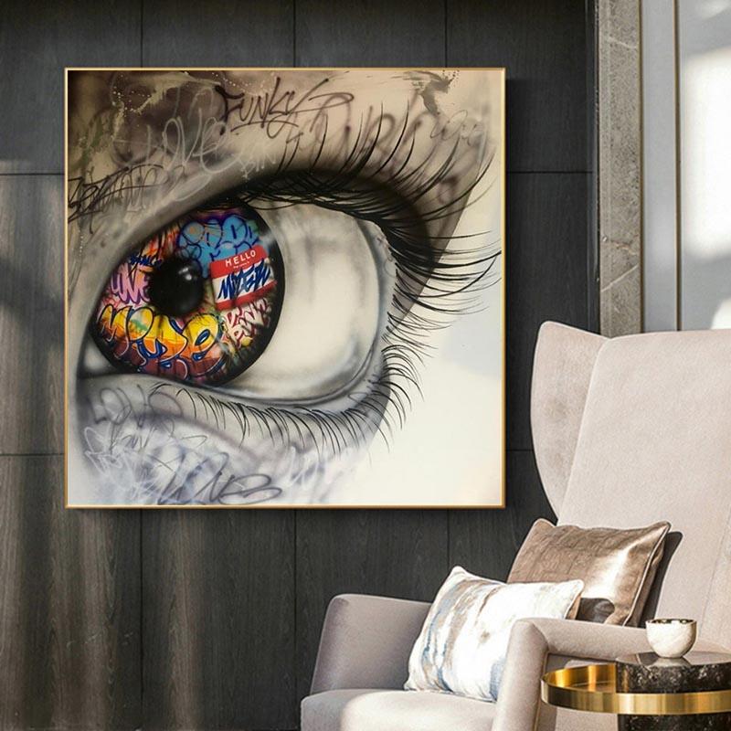 Modern Abstract Graffiti Eye Street Art Picture On Canvas Wall Art Prints Fine Poster Painting For Living Room Wall Decoration