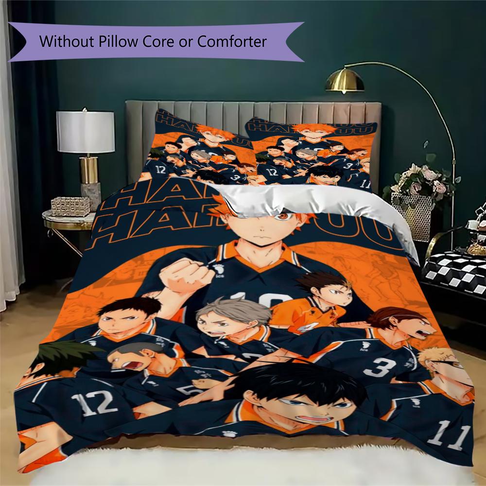 Haikyu!! Anime Pattern Bedding uilt Set uilt Cover Pillowcase Home Decoration Birthday Gift (1 * duvet cover + 2 * pillowcase without core)53