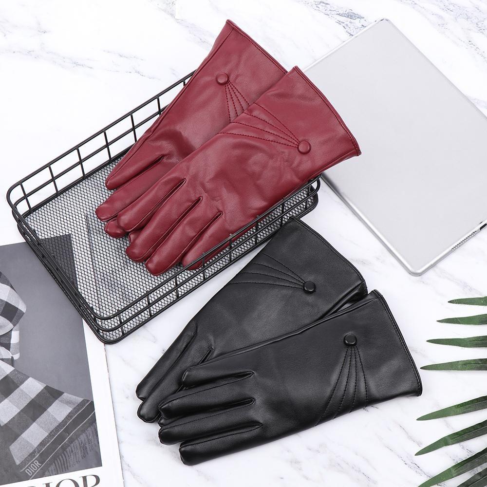 Зимние прохладные утолщенные теплые ветрозащитные перчатки для сенсорного экрана в стиле панк из искусственной кожи перчатки из кашемира