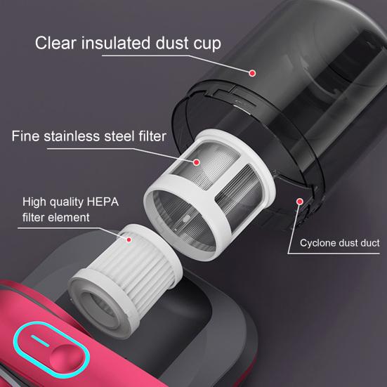 Пылесос для матраса Антиаллергенный пылесос для кровати с УФ-светом 12000 Па Сильное всасывание Ручные беспроводные подушки Простыни Диваны Пылесос