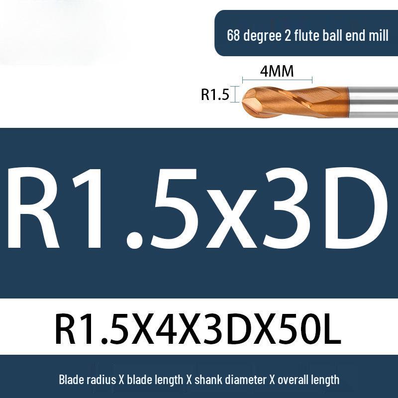 Tungsten Steel Ball Nose End Mill, 68° & 65° CNC Alloy, Extended Reach Cutter