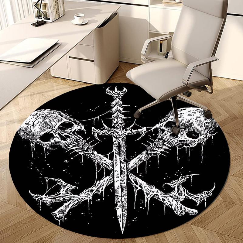 1pc Office Carpet Chair Mats Skulls and Crossbones Emblem Perfect for Decorating Office Chairs, Living Rooms, Or Bedrooms