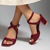 Fashion Shoes Female 2025 Ankle Buckle Strap Women's Sandals Fashion Dress Sandals Women Square Toe Plus Size Chunky Heels Shoes Women