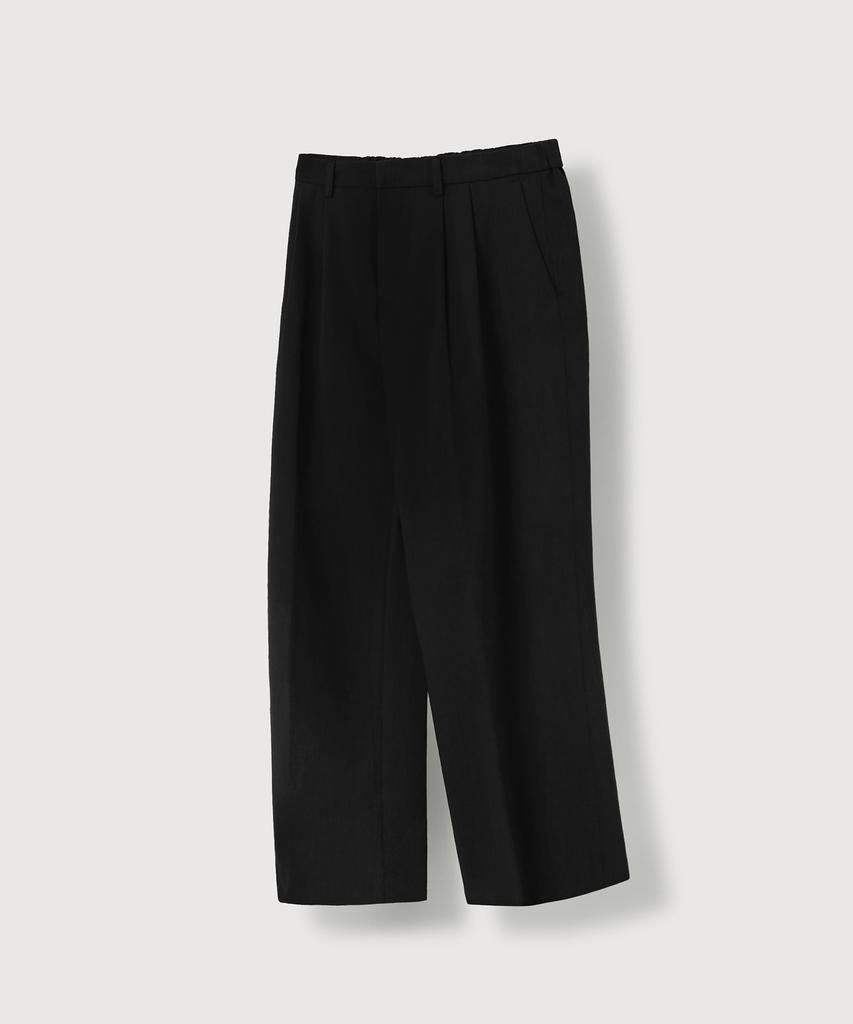 MOOD INSIDE Tailor Double-Pleat Wide Slacks_Black