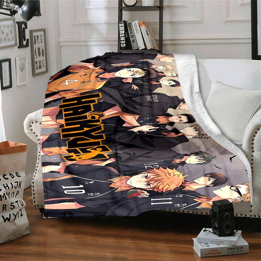 1Pc Haikyuu Team Spirit Flannel Blanket, Soft And Comfortable, Casual Warm, Camping Travel, Christmas, Halloween Xmas Gift S1952