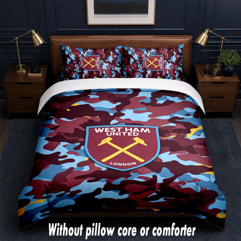 Футбольный Дизайн West Ham United Комплект Постельного Белья 1 Пододеяльник + 2 Наволочки Мягкое Дышащее Домашнее Постельное Белье