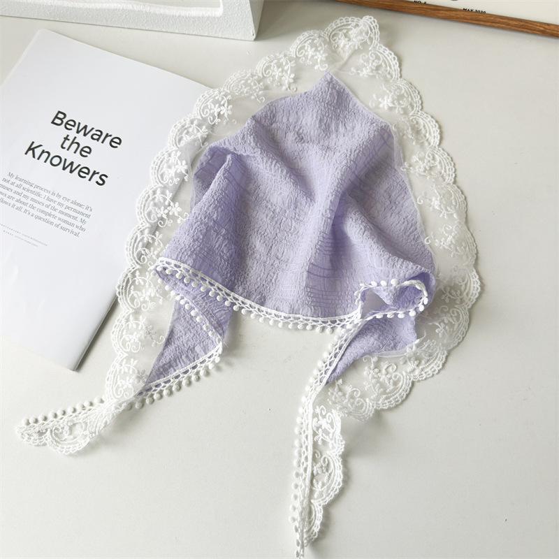 Французские банданы для женщин, белые кружевные треугольные платки, пасторальные винтажные тюрбаны, повязки на голову, модные летние аксессуары для фотографий