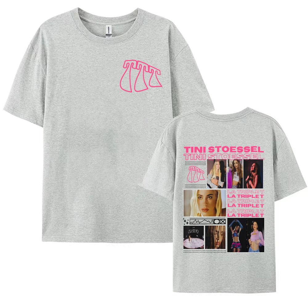 Певица TINI STOESSEL La Triple T Футболка с принтом из тура по альбому Модная Эстетика High Street Футболка Унисекс Женская Повседневная 100% Хлопок Футболка