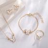 1Set Fashion Exquisite Simple Versatile Butterfly Necklace Bracelet Earrings Ring For Women Girls Wedding Party Jewelry Set Gift