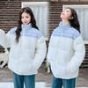 Женская утепленная куртка с пэчворком в стиле Сяосянфэн, осенне-зимняя, новая, для студентов, утолщенная, теплая, с воротником-стойкой, куртка-пуховик, хлопок