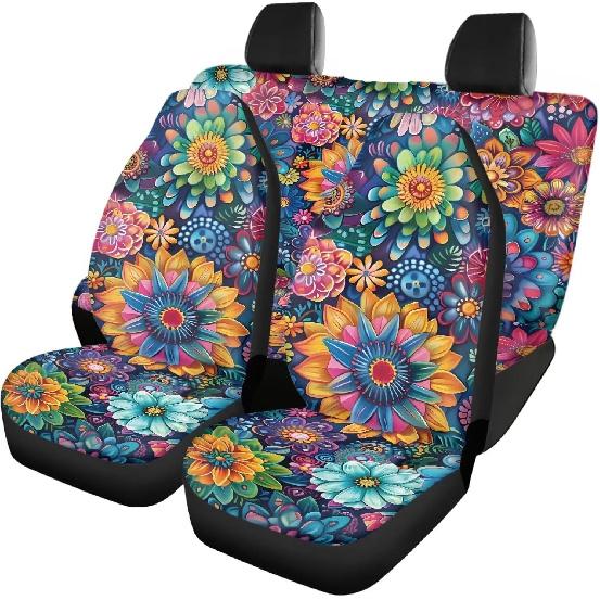 Чехлы на автомобильные сиденья с принтом коричневой коровы, 4 шт., Чехлы на передние и заднее сиденья автомобиля, Универсальные эластичные подушки на сиденья автомобиля, Защита салона автомобиля