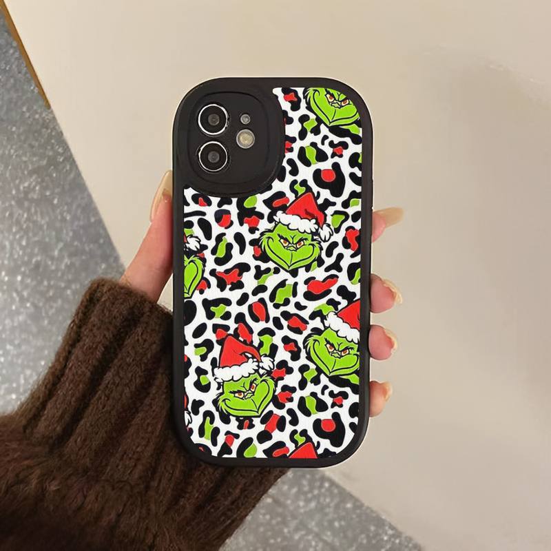 Чехол из твердой кожи с изображением рождественского зеленого монстра для iPhone 13 12 Mini 11 14 Pro Max Xs X Xr 7 8 Plus 6 6s Se 2022, силиконовый чехол