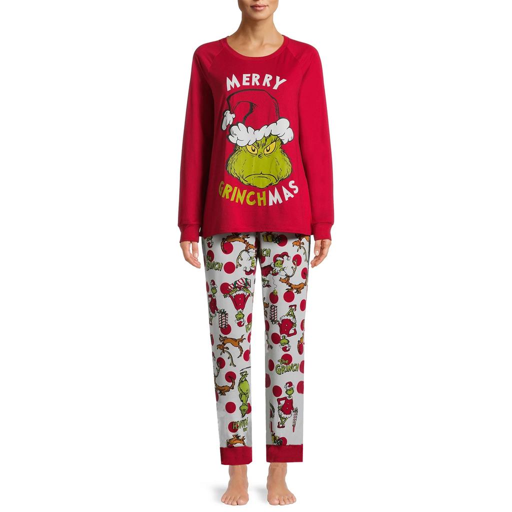 Christmas Print Cute Family Set Pajamas, Home Clothes, Family Set Long Sleeve Top Pants Set