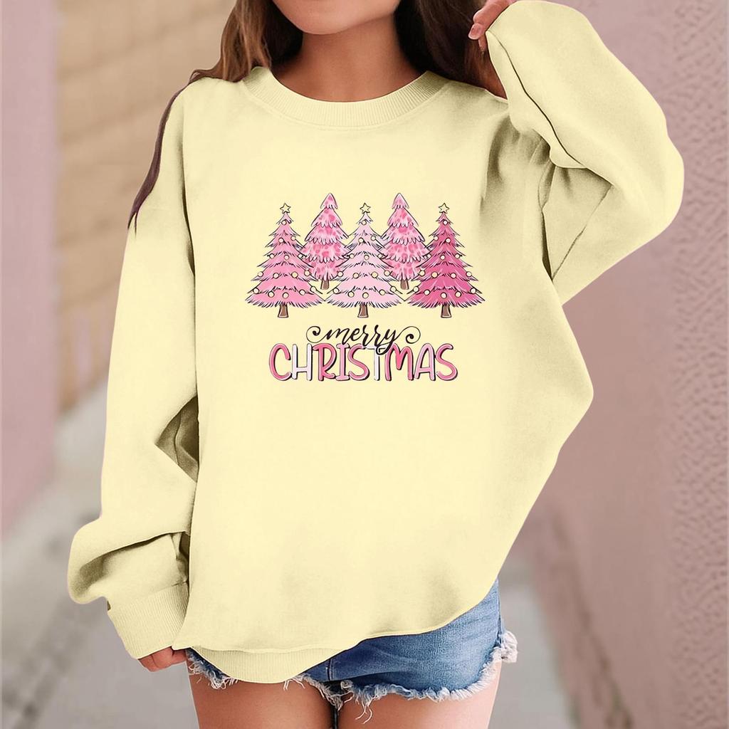 Детский модный повседневный пуловер с длинными рукавами и свободного кроя с рождественским принтом