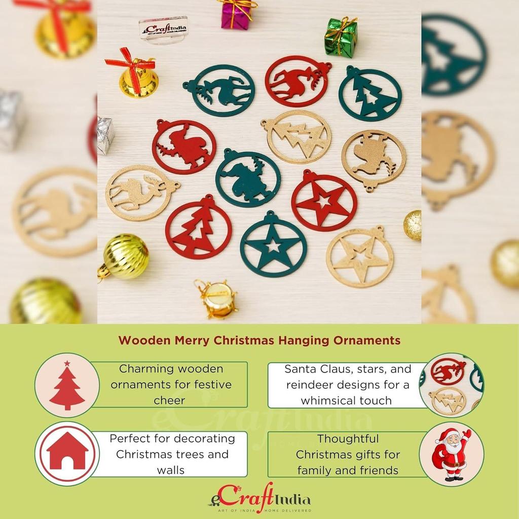Деревянные рождественские украшения, подвесные ornaments (Пакет из 12) Дед Мороз Рождественская Елка Звезда Олень Настенные Украшения| Украшение для Рождественской Елки