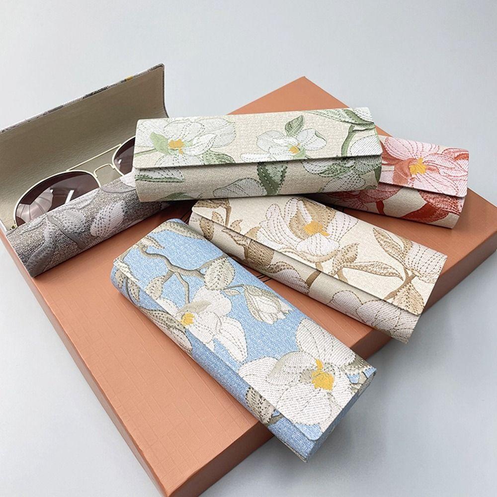 Flower Printed PU Sunglasses Box Magnetic Eyeglasses Case Printing Glasses Case Eyewear Case Glasses Protective
