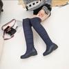 Krazing Pot PU Down Fiber Tarpaulin Autumn Winter Shoes Med Heels Size 44 Wedges Super Size Snow Boots Round Toe Keep Warm Knee Boots