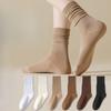 Female Spring and Autumn All Match Pure Color Boneless Sweat Absorber High Drum Pile Pile Cotton Socks