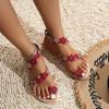 Новые стильные женские сандалии с цветным носком, легкие праздничные лепестковые туфли больших размеров, розовые, красные, модные дорожные уличные тапочки
