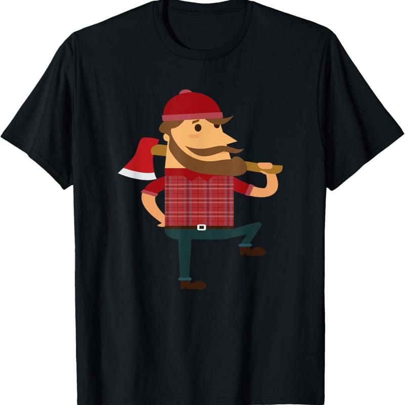 T-shirt en flanelle Lumberjack Hipster Mountain Man Flannel Axe