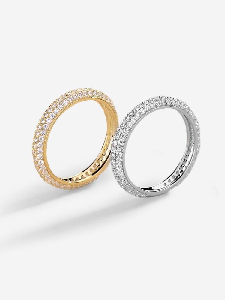 925 Sterling Silver Gorgeous Shiny Circle Double Row Zircon Ring For Women Daily Life  Anniversary High Quality Fine Jewelry