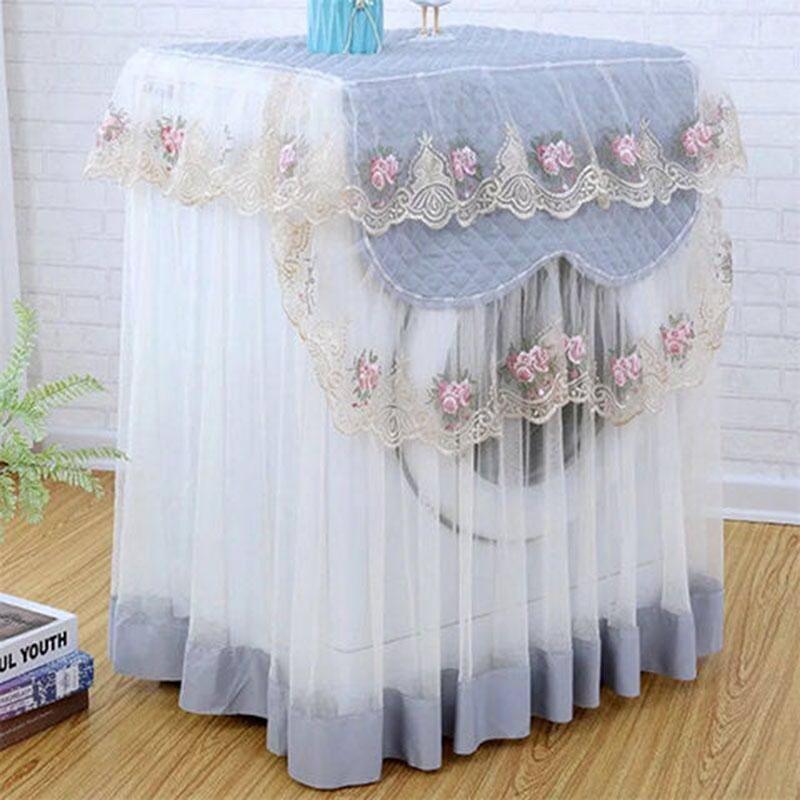Lace Washing Machine Cover Dustproof Embroidery Floral Home Decor Protector Washing Machine Covers