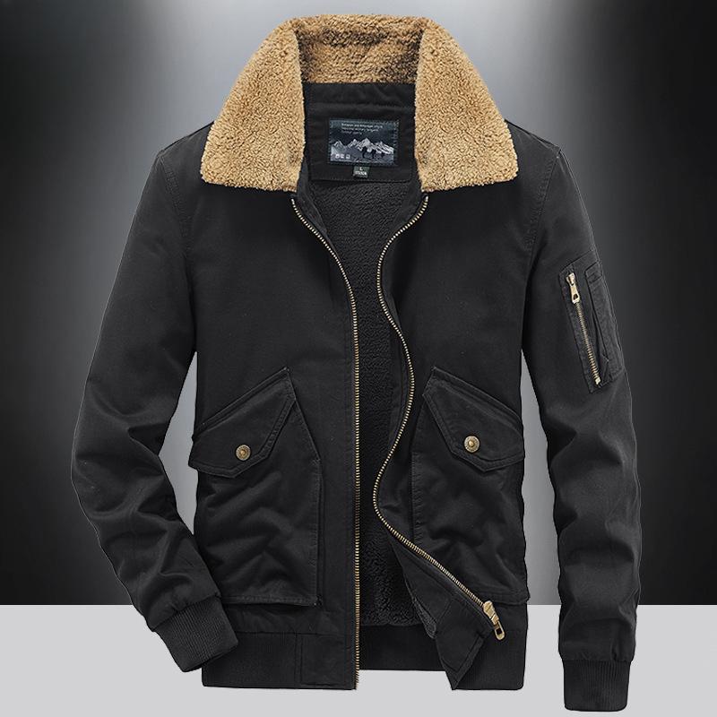 Осенне-зимняя мужская куртка из хлопка, стираная, с множеством карманов, утолщенная бархатная мужская куртка из овечьей шерсти