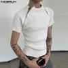 Summer Men Zip Front Short Sleeve Slim Tops