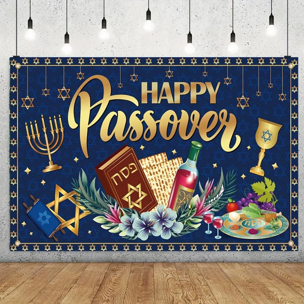 2D plane, 1 piece, a vibrant background for the Happy Passover, suitable for photo booth props table, party decoration