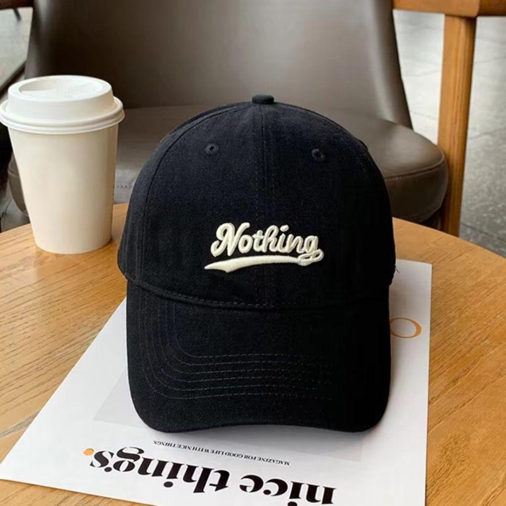 Solid Color Embroidery Letter Baseball Cap Sun Protection Peaked Cap Retro Y2K Sun Hat Streetwear
