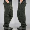 Men's Cotton Winter Thick Fleece Casual Pants Tactical Baggy Cargo Pants Double Layer Warm Thermal Straight Long Trousers