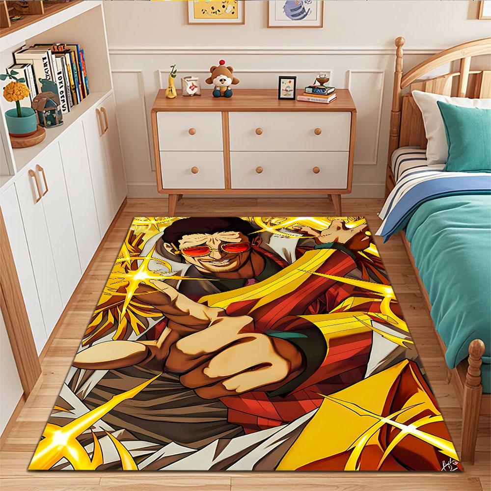 Golden Light Anime Character Design Patterned carpet, suitable as a non slip play mat for the living room and bedroom sofa