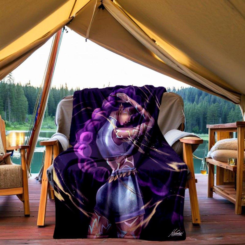 "Galactic Elegance: Purple Starry Night Crop Top & Shorts Set"Blanket Lightweight Flannel Throw Blanket for Sofa, Bed, Travel, Camping, Livi