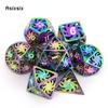 7 Pcs Colorful Rotary Windmill Metal Dice Hollow Metal Polyhedral Dice Set Suitable for Role-Playing RPG  Board Game Card Game