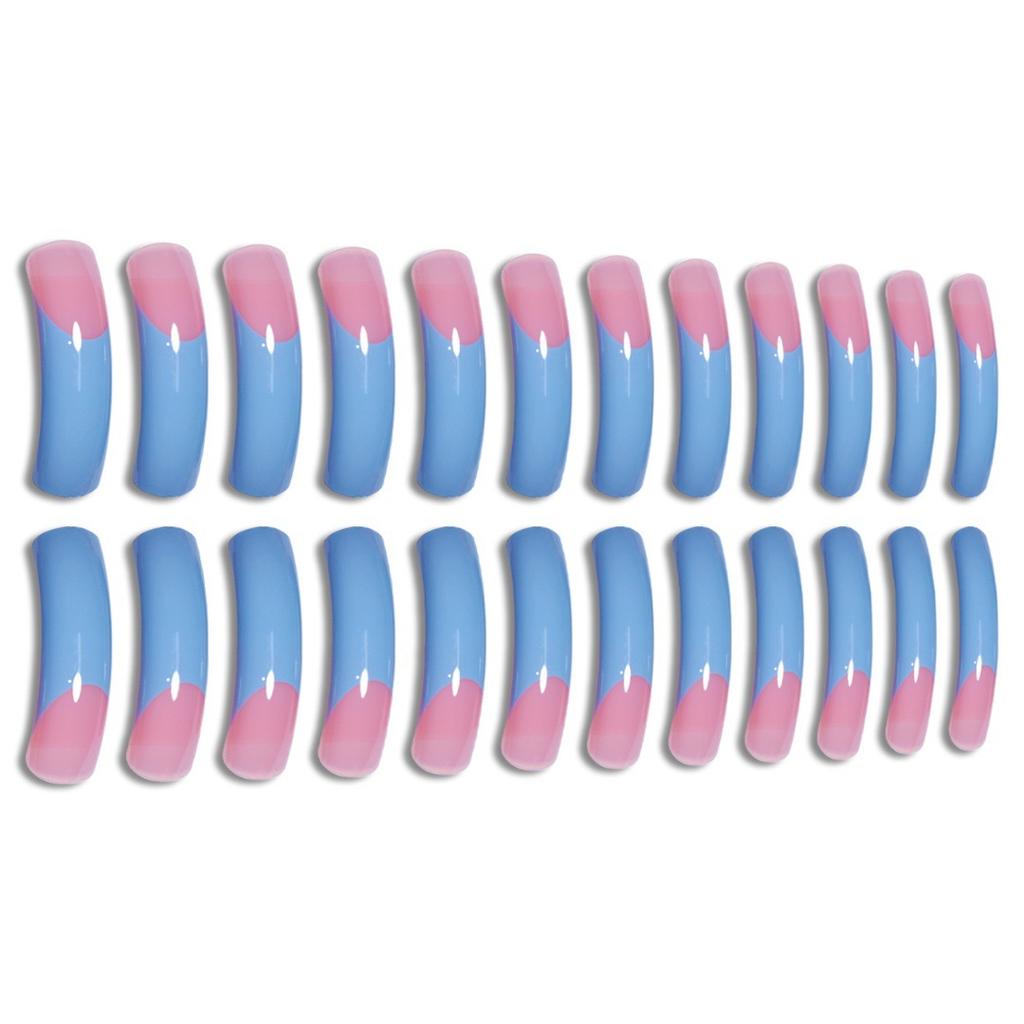 L5 Pink Blue Ombre French Curve Fake Nails 20 Pieces Elegant Design Comfort Fit Durable ABS Material Perfect for Party Wedding Festival