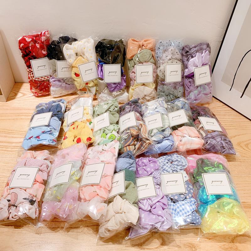 Новые 5 шт./компл. резинки для волос ярких цветов с принтом для женщин, милая повязка для волос, держатель для хвоста, эластичная резинка, модные аксессуары для волос