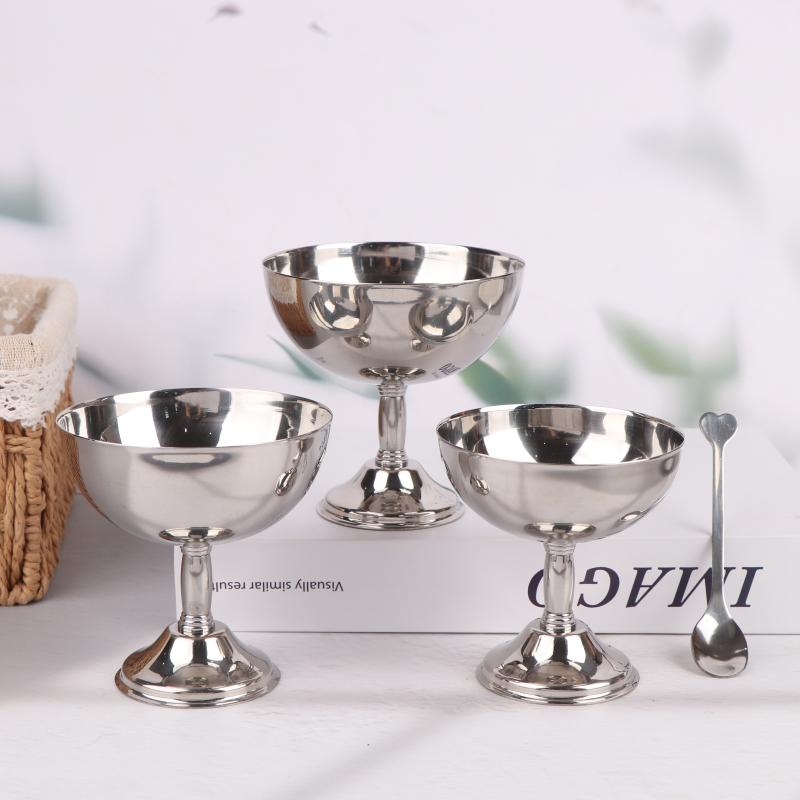 Stainless Steel Dessert Cup Vintage Durable Pudding Milk Jelly Ice Cream Cup Bowl Salad Bowl Dessert Fruit Plate Snack Dish
