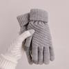 Winter Knit Gloves Plus Thick Fleece Lined Warm Cycling Gloves For Outdoor