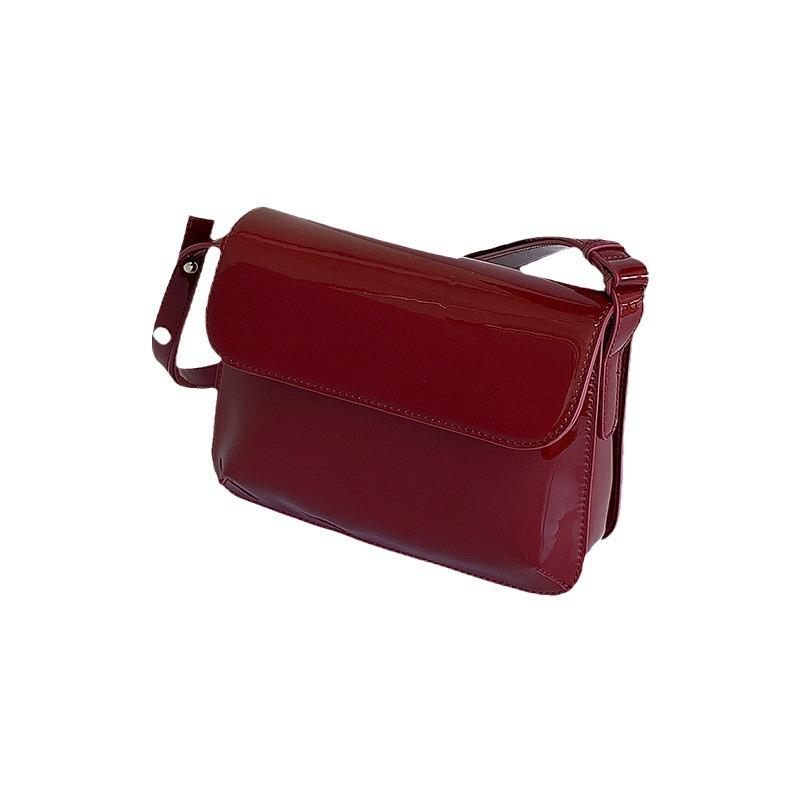 Винтажная женская сумка через плечо, осенне-зимняя, красная кожаная сумка через плечо, маленькая квадратная женская сумка