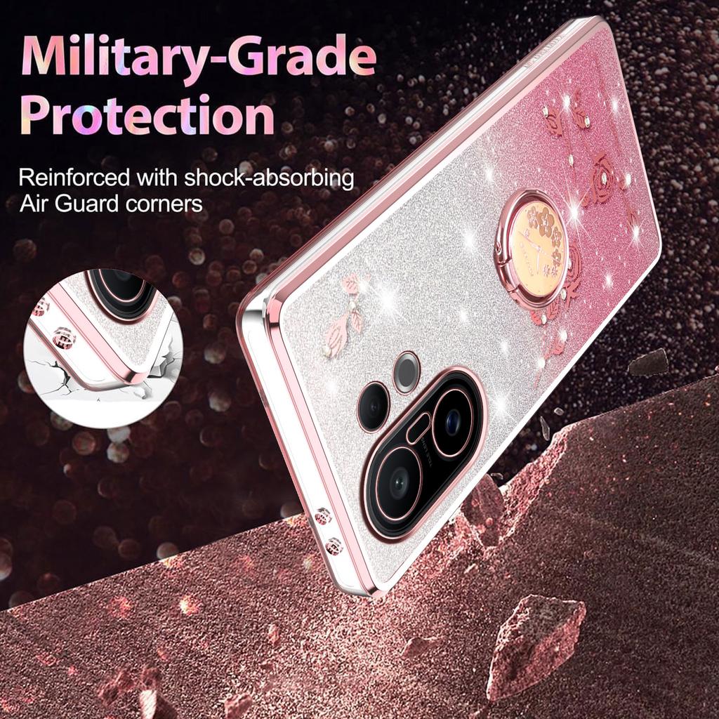 KADEM Чехол для vivo S30 Pro mini 5G с кольцом-подставкой, ТПУ, с цветами, чехол для телефона с градиентным блеском